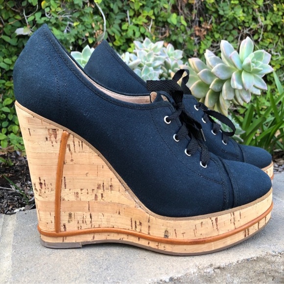 Chloe lace up cork platform wedges - Picture 2 of 10